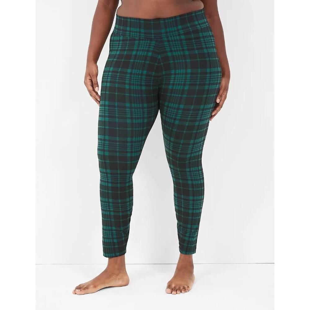 Lane Bryant Womens Plus Size EF 255-325 lbs Frankie Plaid Leggings in Green